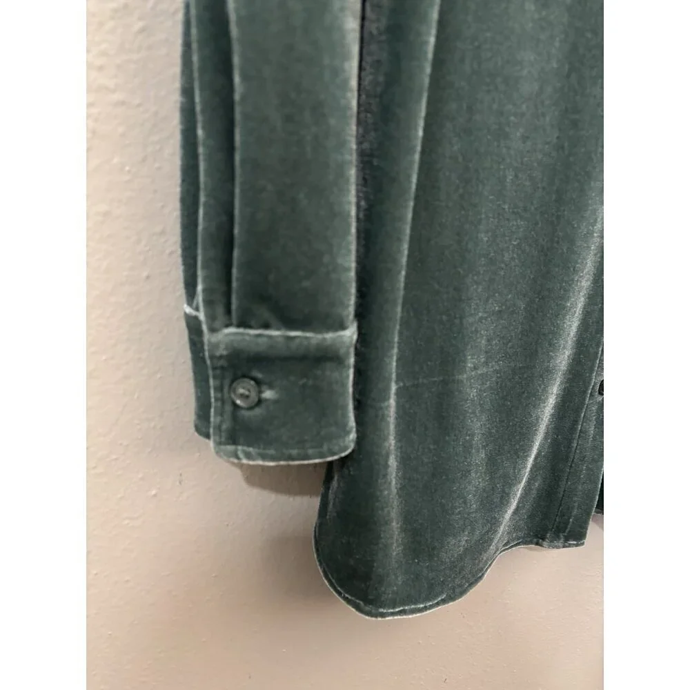 Soft Surroundings Velvet Boyfriend Button Down Shirt Women Small